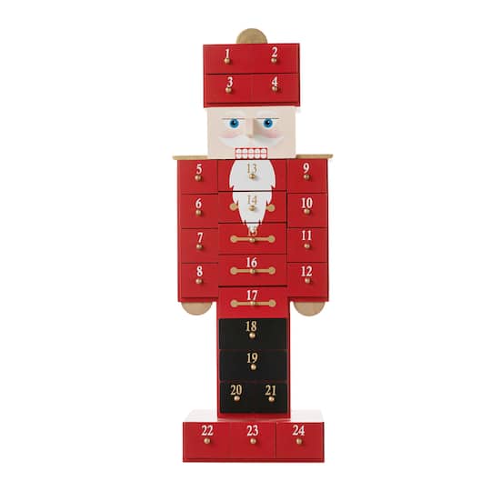 Glitzhome® 17.25'' Wooden Christmas Nutcracker Countdown Calendar Décor
